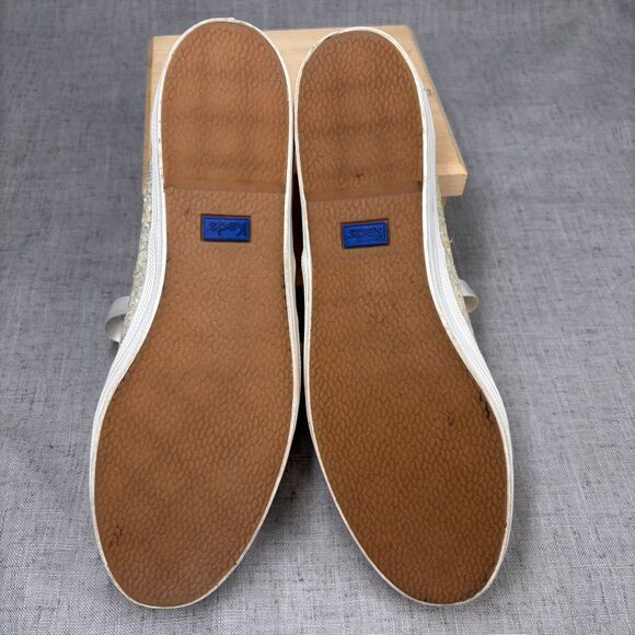 Kate Spade Keds Triple KS Glitter Sneakers Cream Canvas Lace Up‎ Platform 8.5 - Picture 8 of 11